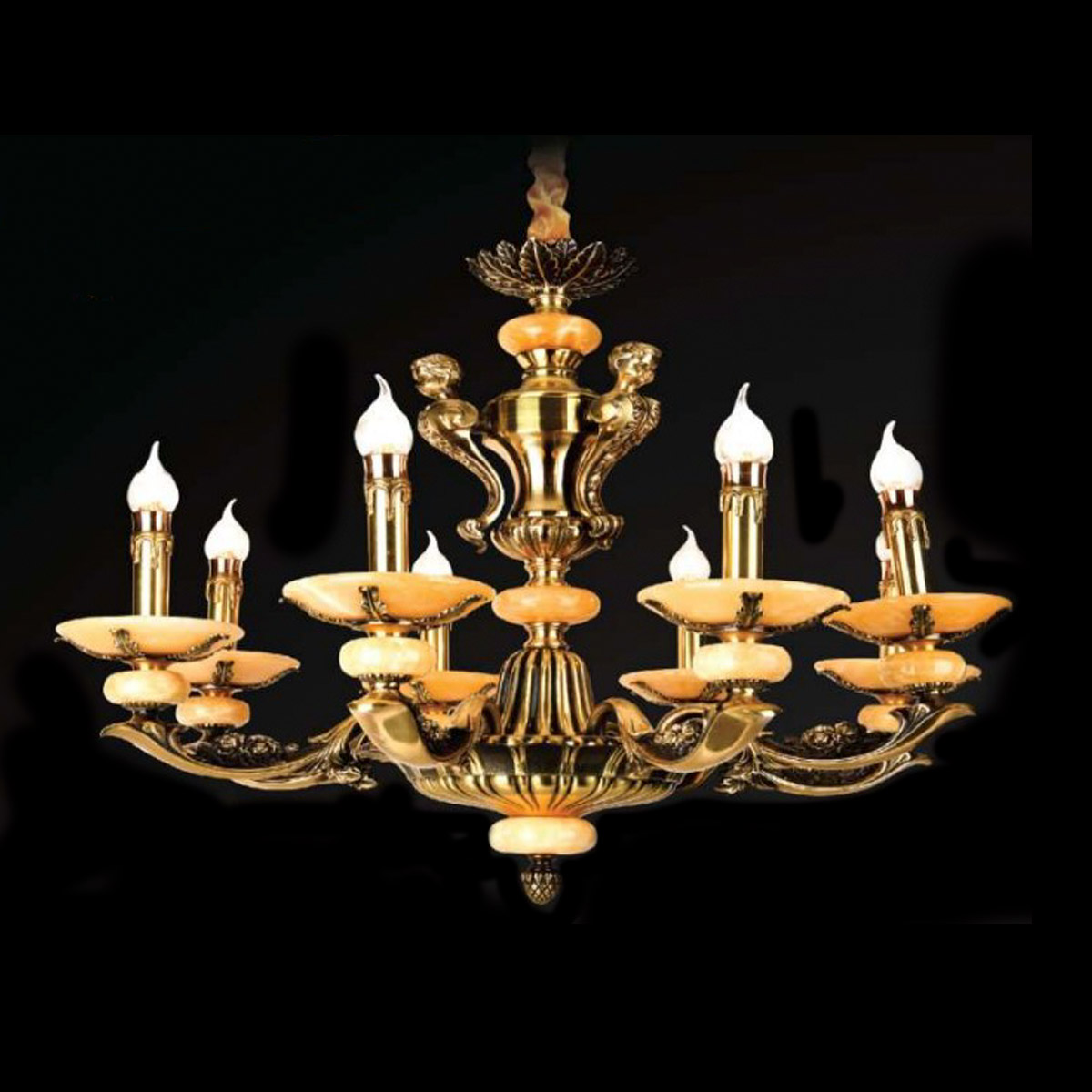 Đèn chùm đồng CĐ-3260/8 – Sự giao hòa giữa vẻ đẹp cổ điển và tinh xảo thủ công