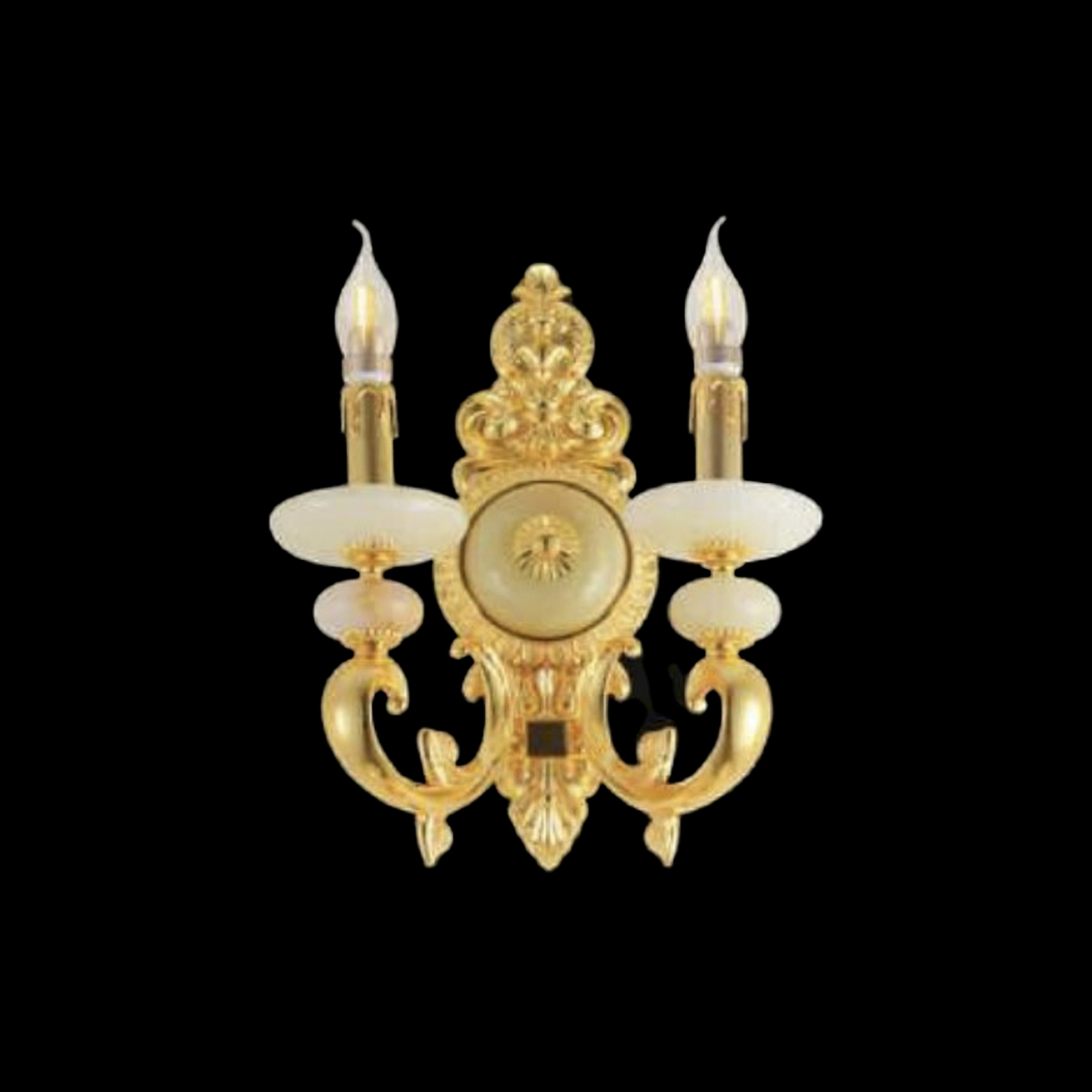 VĐ-9290-2 – Đèn tường đôi đồng nguyên khối dát vàng, dáng nến cổ điển sang trọng và đầy cuốn hút